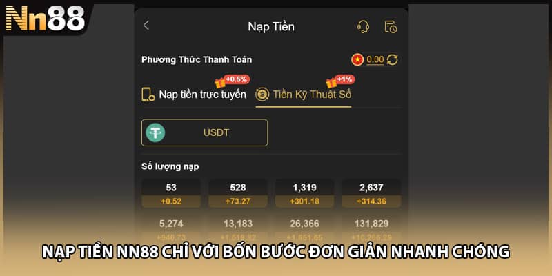 Nạp tiền NN88 chỉ với bốn bước đơn giản nhanh chóng